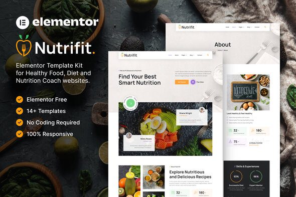 Nutrifit – Healthy Food and Nutrition Coach Elementor Template Kit