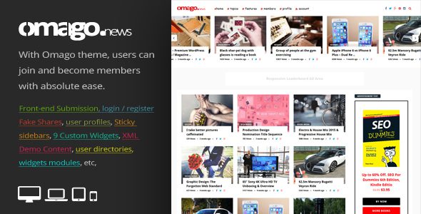 Omago News – User Profile Membership and Content Sharing Theme