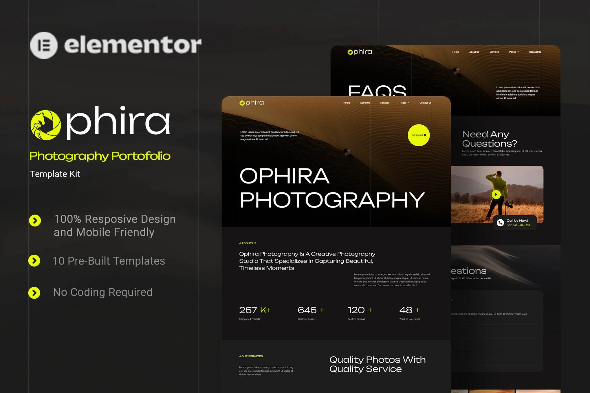 Ophira – Photography Portfolio Elementor Template Kit