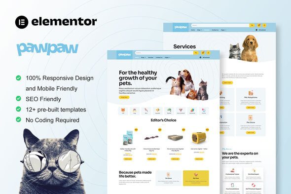 PawPaw – WooCommerce Pet Shop and Pet Care Elementor Template Kit