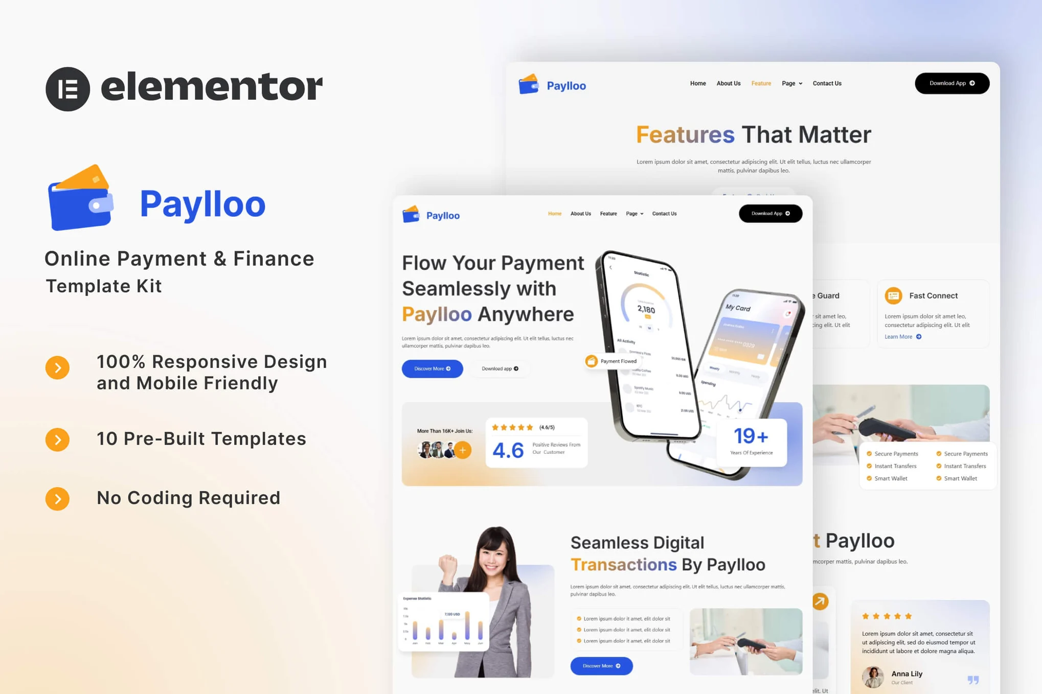 Paylloo – Online Payment and Finance Elementor Template Kit