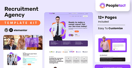 Peopletact – Recruitment Agency Elementor Template Kit