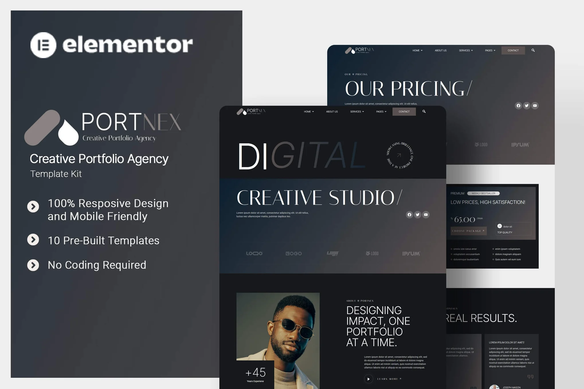 Portnex – Creative Portfolio Agency Elementor Template Kit