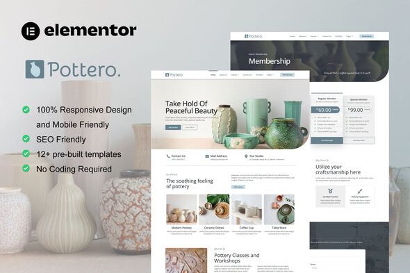 Pottero – Pottery and Ceramics Studio Elementor Template Kit