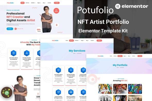 Potufolio – NFT Artist Portfolio Elementor Template Kit