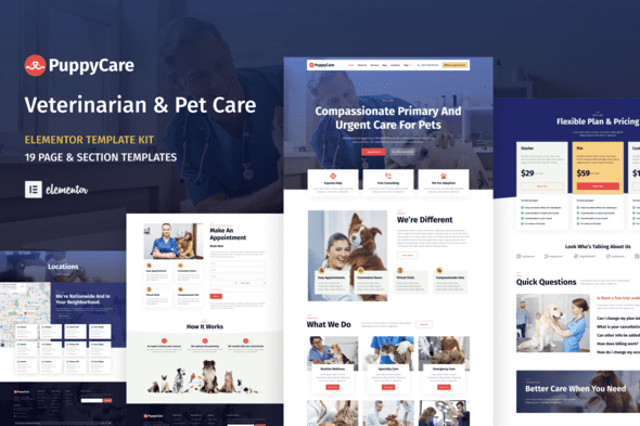 PuppyCare – Vetenarian and Pet Care WordPress Elementor Template Kit