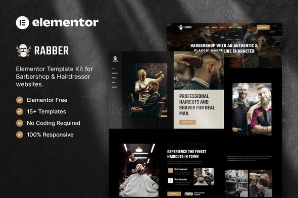 Rabber – Barbershop and Hairdresser Elementor Template Kit