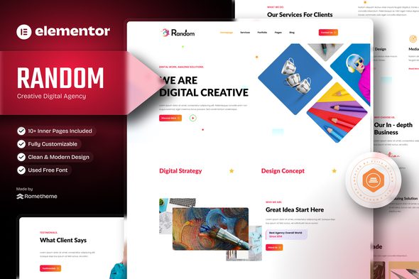 Random – Creative Digital Agency Elementor Template Kit