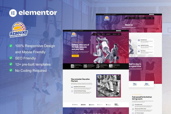 Rebound – Basketball Team and Sport Club Elementor Template Kit