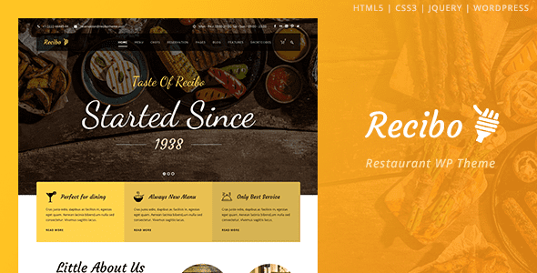 Recibo – Restaurant / Food / Cook WordPress Theme