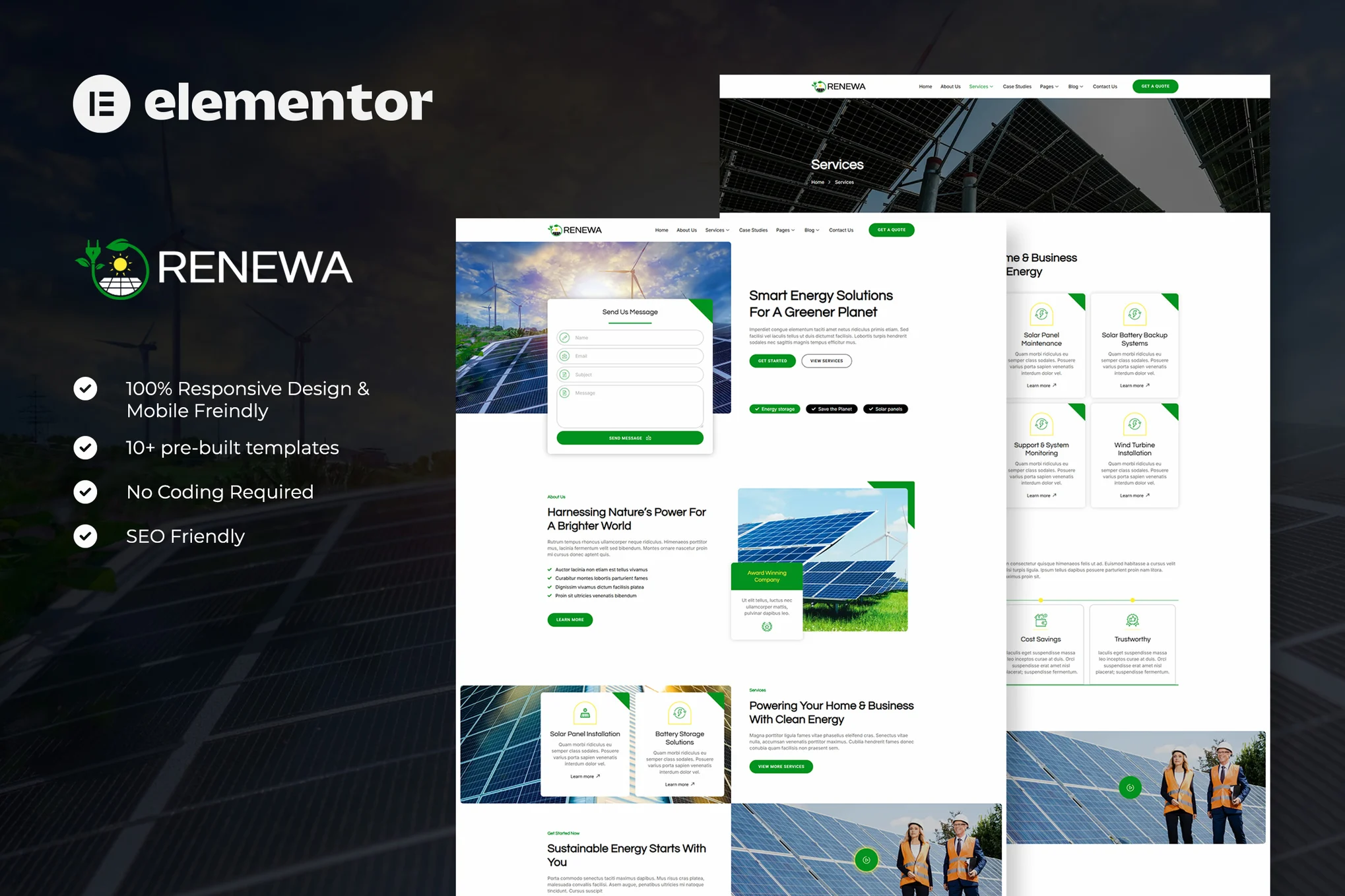 Renewa – Solar and Green Renewable Energy Elementor Template Kit