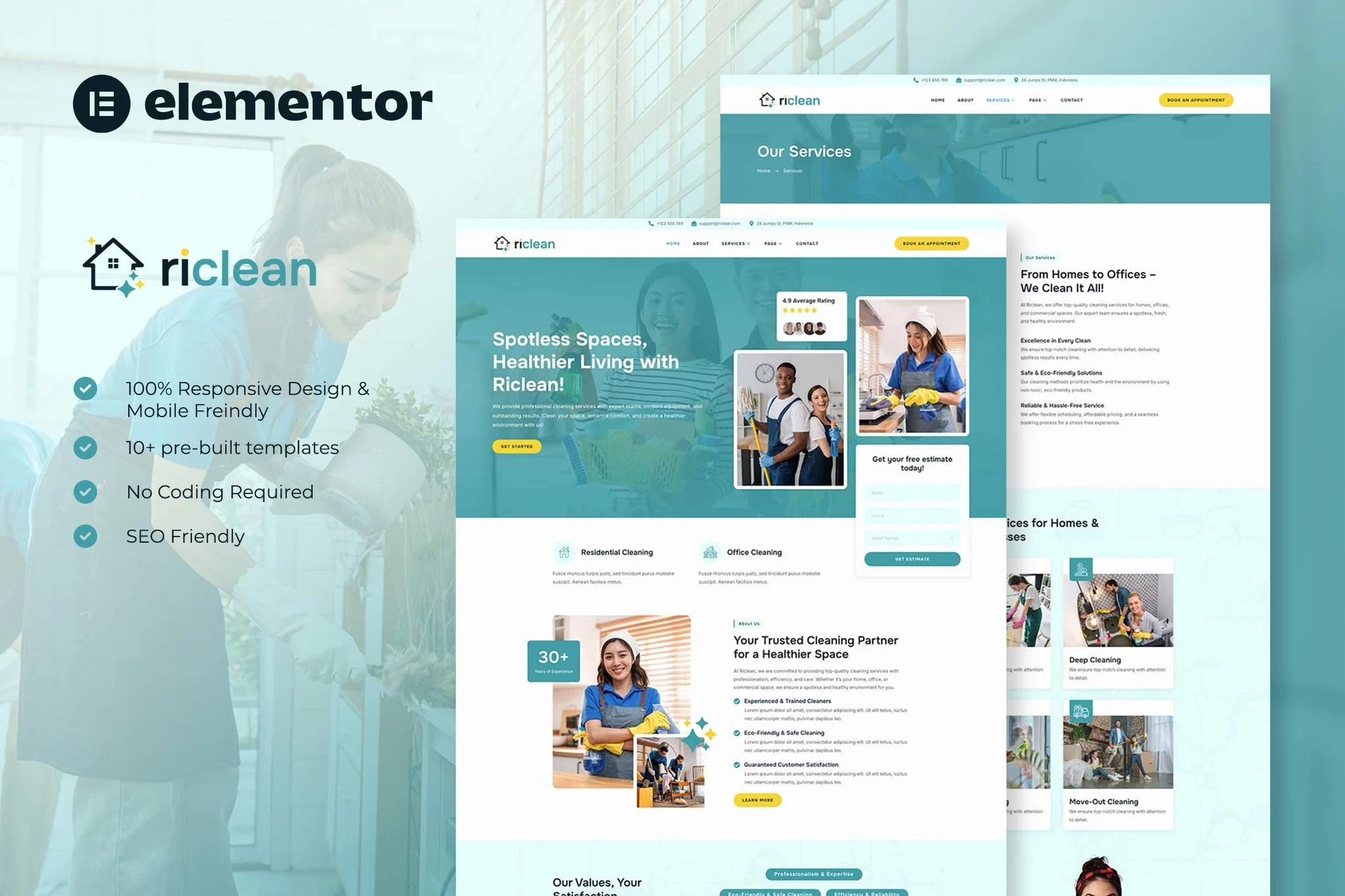 Riclean – Cleaning Service Company Elementor Template Kit