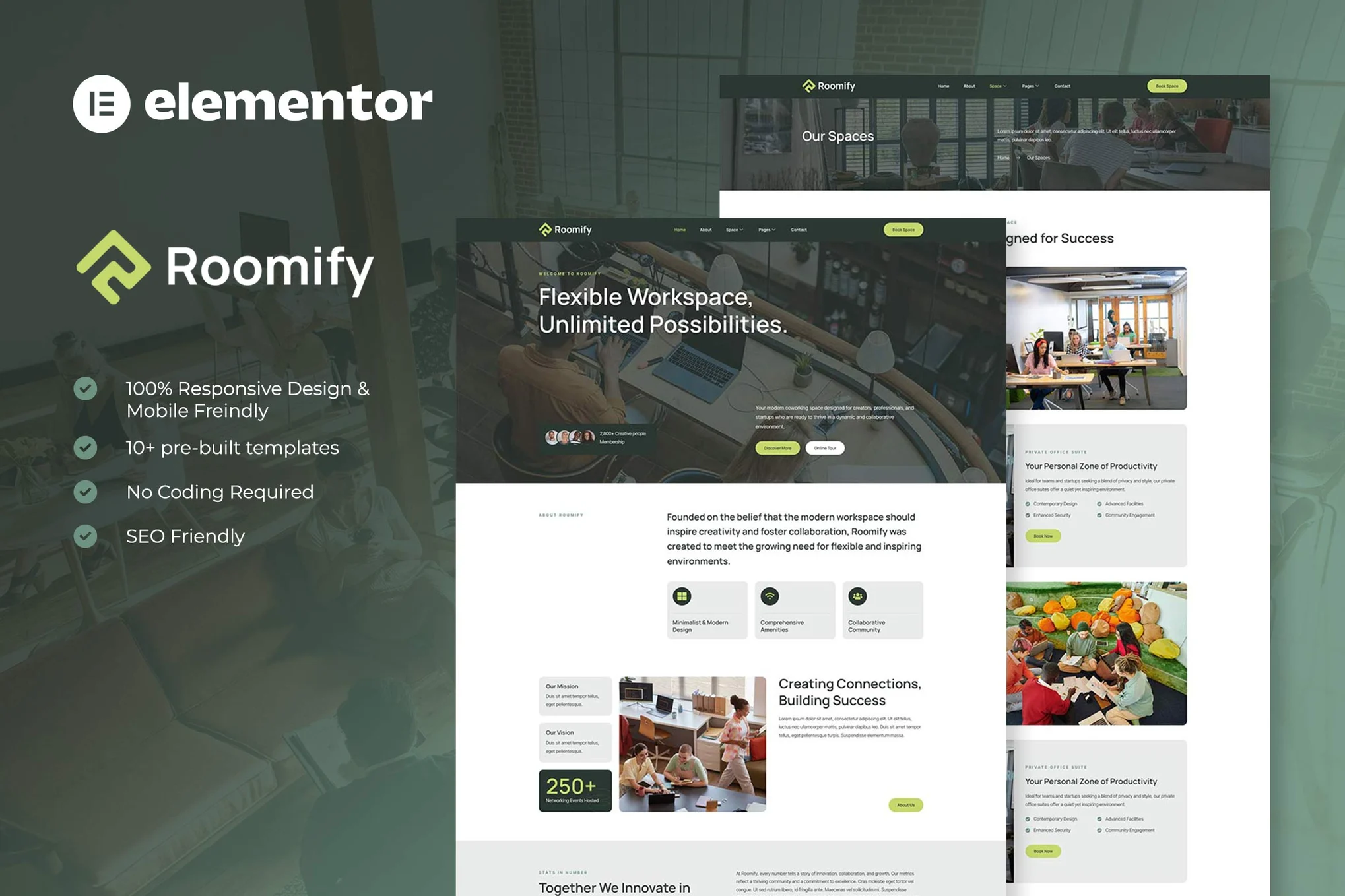 Roomify – Coworking Creative Space Elementor Template Kit