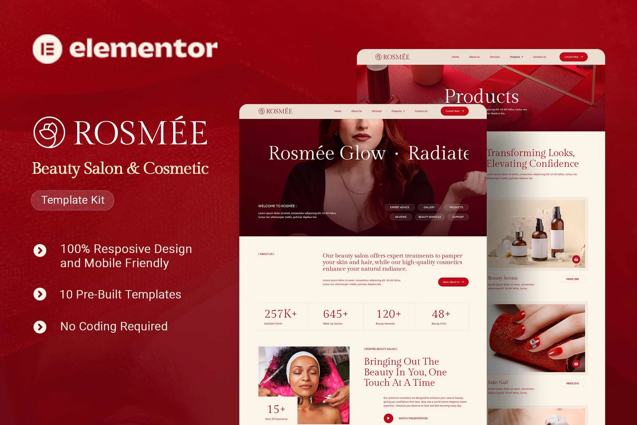 Rosmee – Beauty Salon and Cosmetic Elementor Tempate Kit