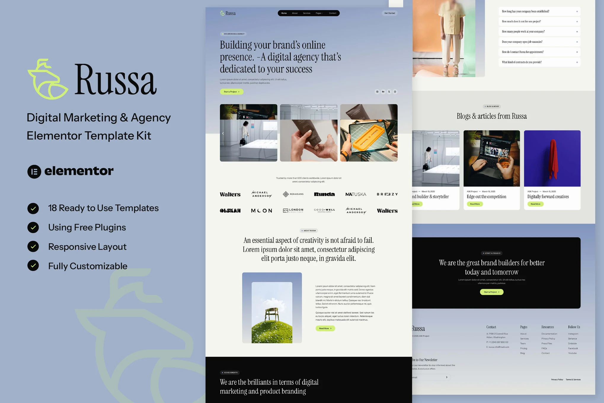 Russa – Digital Marketing and Agency Elementor Template Kit
