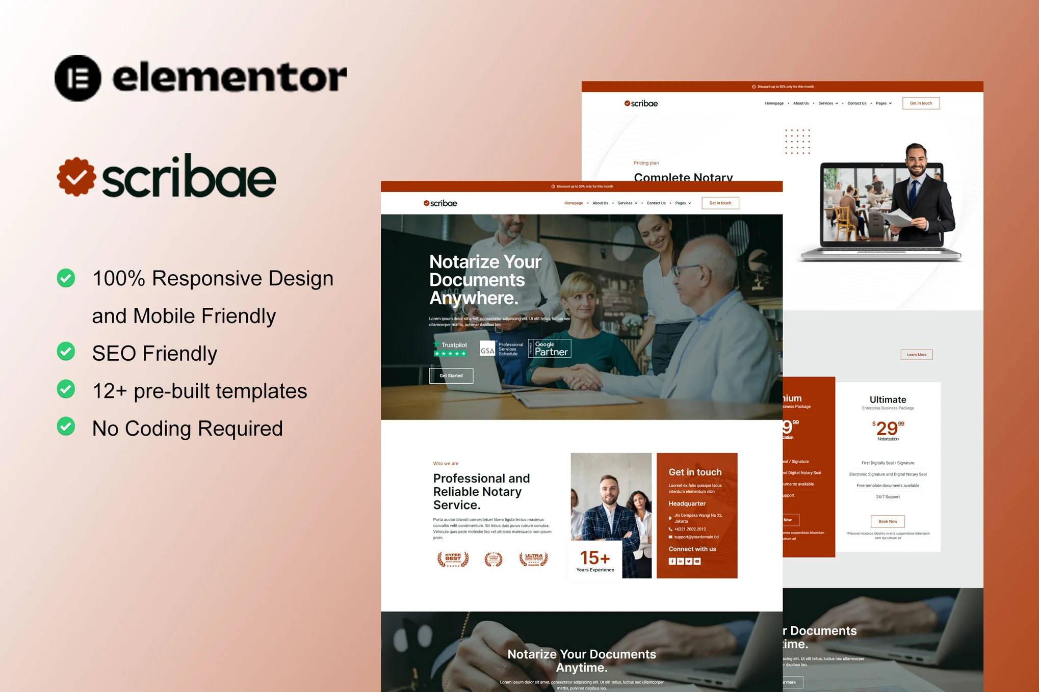 Scribae – Notary & Legal Service Elementor Template Kit