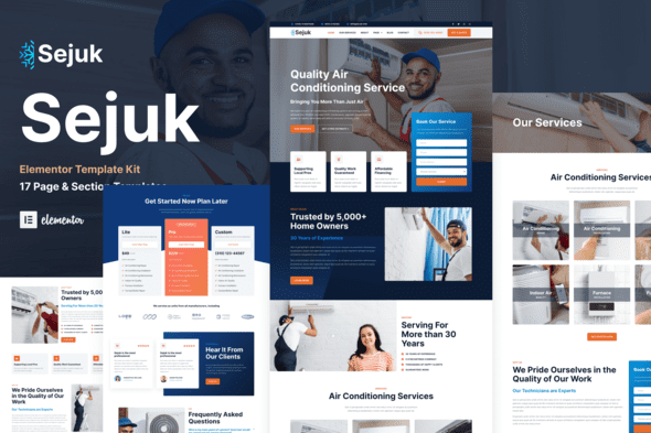 Sejuk – Air Conditioner and HVAC Repair Service Elementor Pro Template Kit