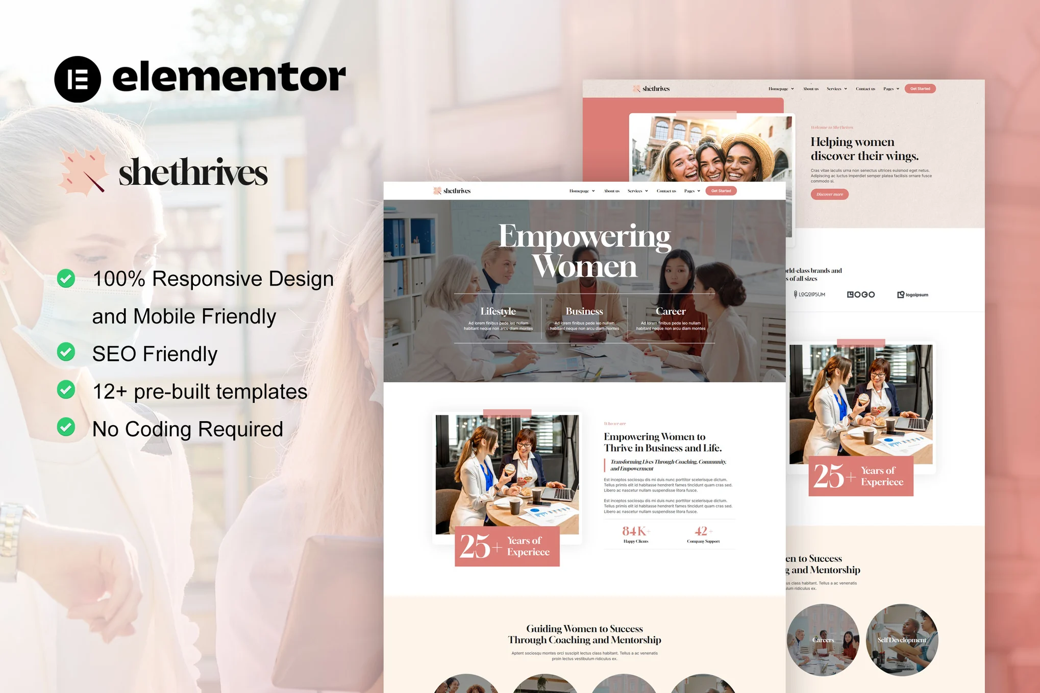 SheThrives – Feminine Business Elementor Pro Template Kit