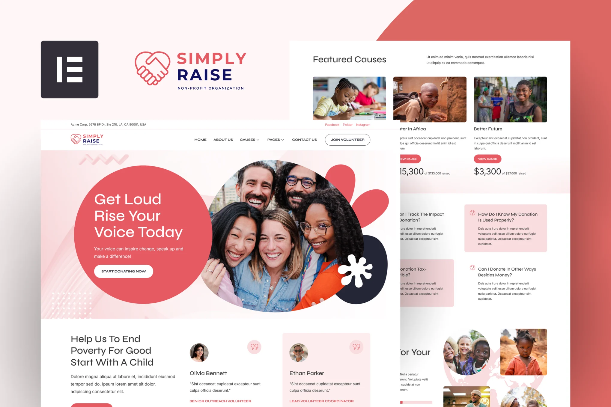 SimplyRise – Charity and Donation Elementor Template Kit