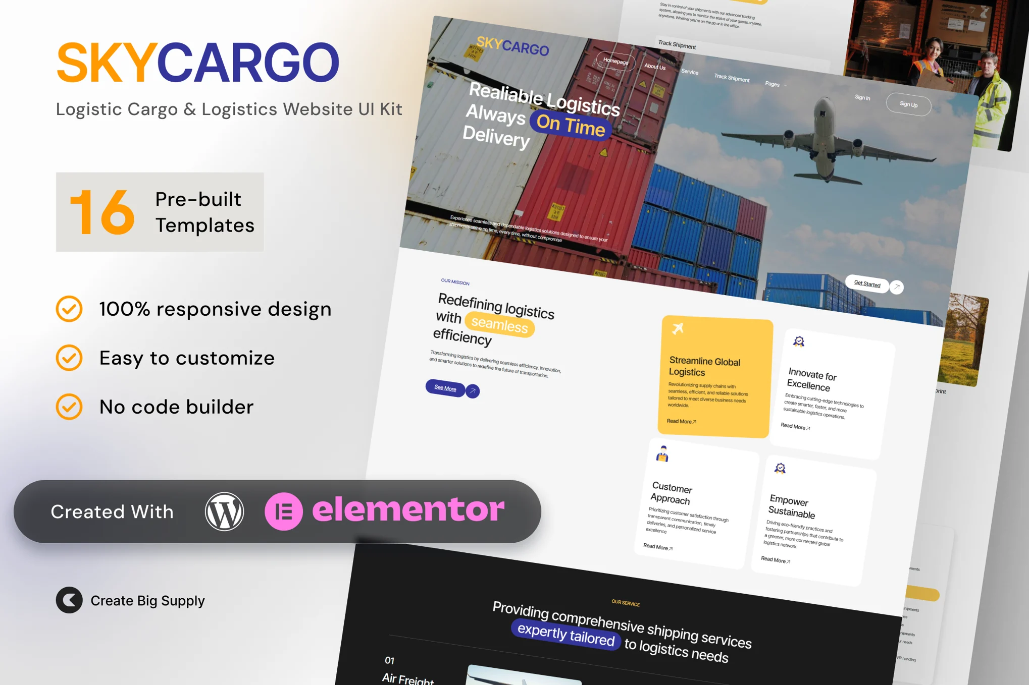 Skycargo – Logistic Cargo and Logistics Elementor Template Kit