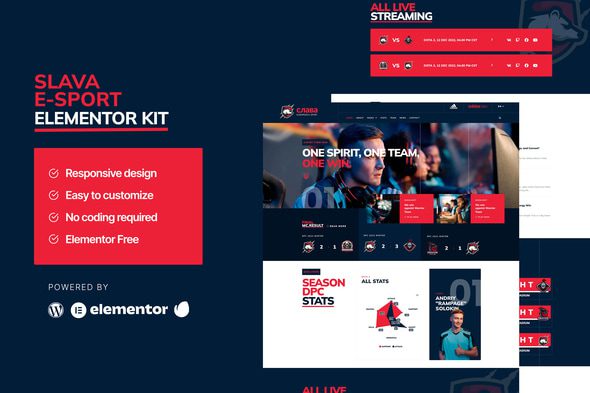 Slava – Esport and Gaming Elementor Template Kit