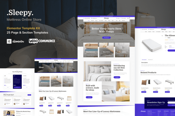 Sleepy – Mattress and Bedding Online Store Elementor Pro Template Kit