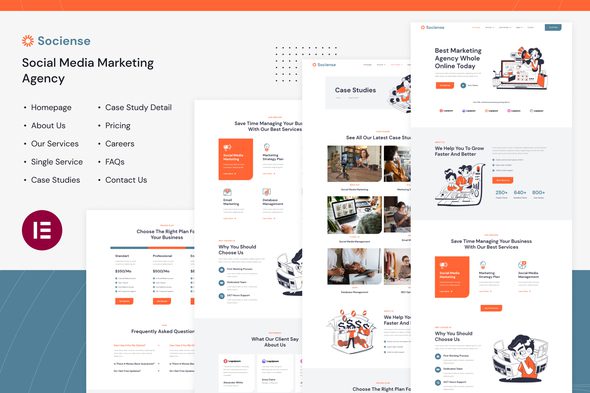 Socience – Social Media Marketing Agency Elementor Template Kit