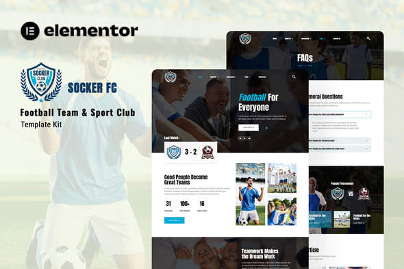 Socker – Football Team and Sports Club Elementor Template Kit