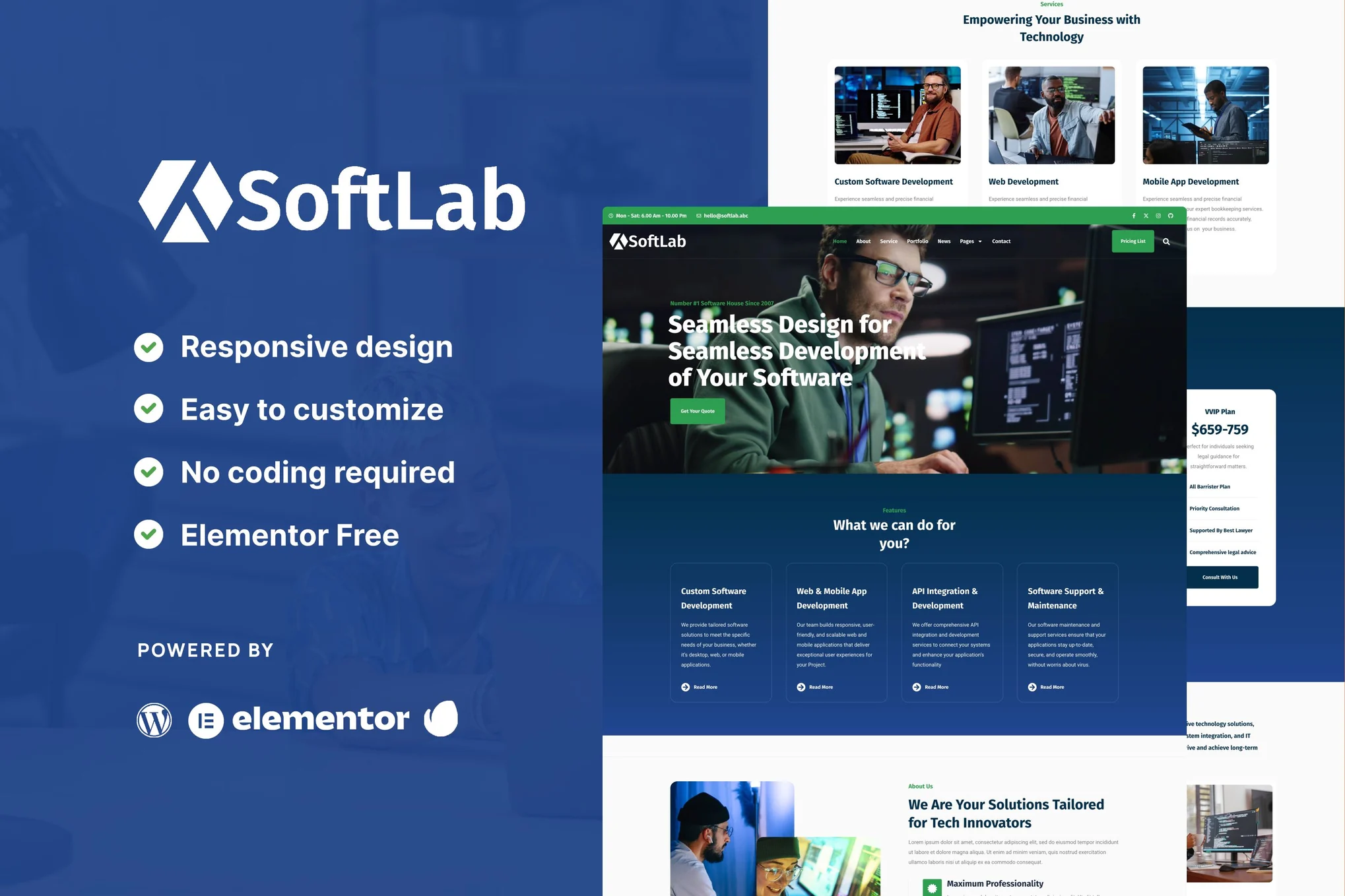 SoftLab – Technology and Software SaaS Elementor Pro Template Kit