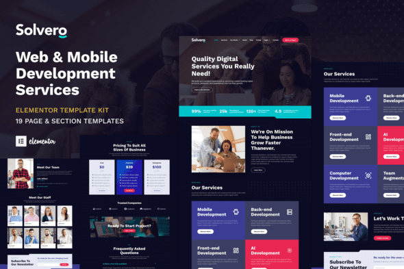 Solvero – Web and Mobile Development Service Elementor Template Kit
