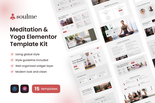 Soulme Yoga Meditation and Wellness Mindfulness Elementor Template Kit