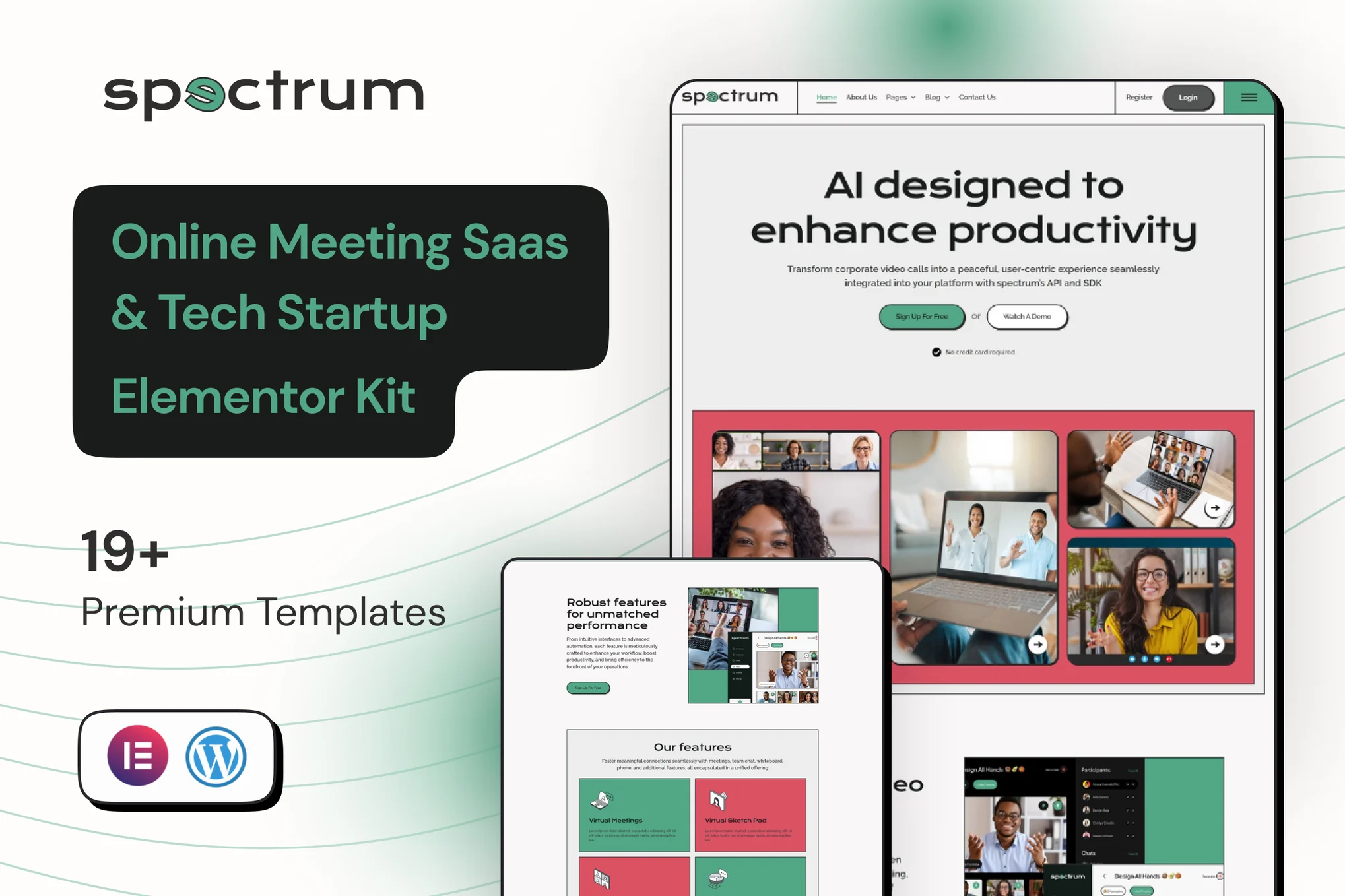 Spectrum – Online Meeting Saas Elementor Pro Template Kit
