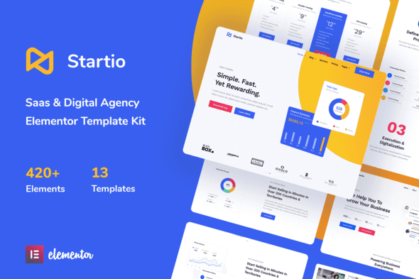 Startio – Saas and Digital Agency Elementor Template Kit