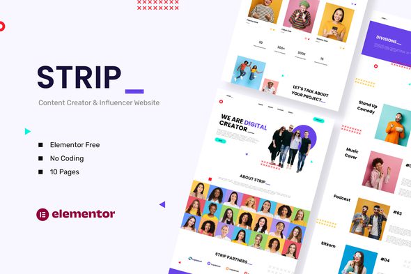 Strip – Content Creator and Influencer Elementor Template Kit