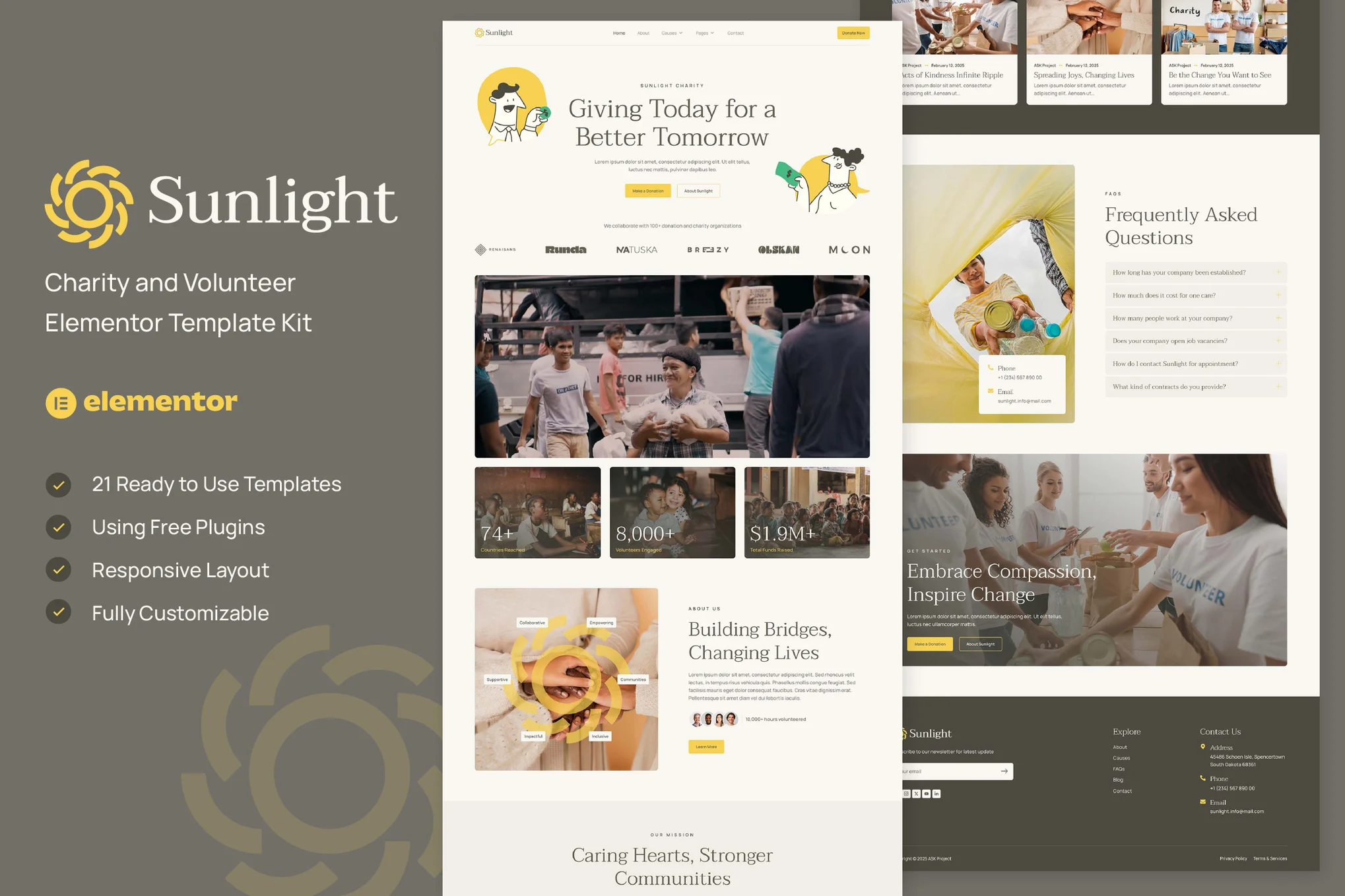 Sunlight – Charity and Volunteer Elementor Template Kit