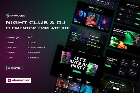 Swagger – Night Club & DJ Elementor Template Kit
