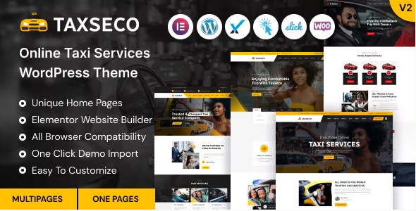 Taxseco – Online Taxi Service WordPress Theme