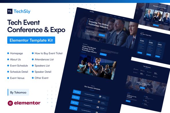 TechSly – Tech Event Conference and Expo Elementor Pro Template Kit