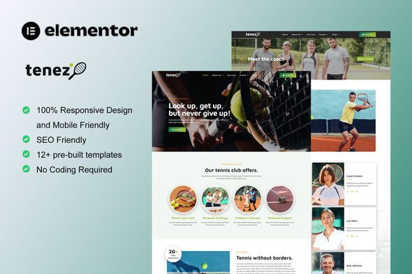 Tenez – Tennis School & Club Elementor Template Kit