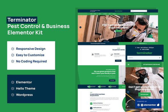 Terminator – Business and Pest Control Elementor Pro Template Kit