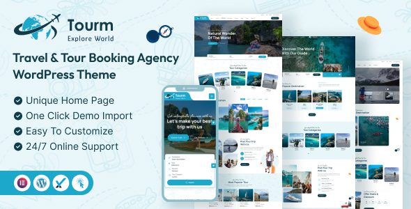 Tourm – Travel and Tour Booking Agency WordPress Theme