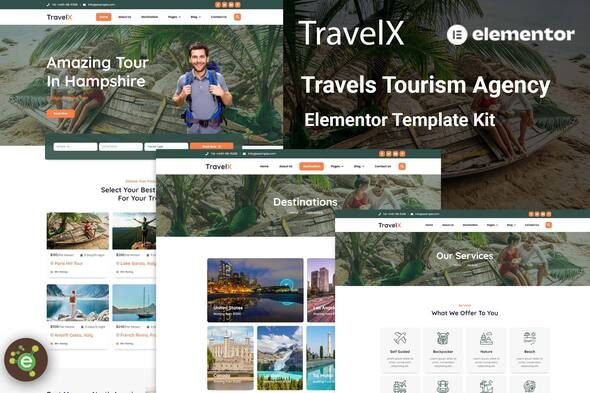 TravelX – Travels Tourism Agency Elementor Template Kit
