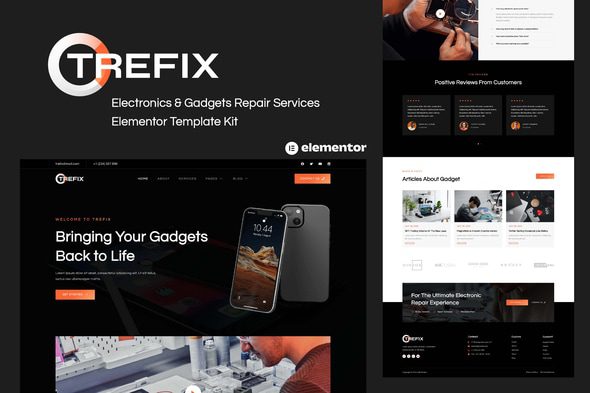 Trefix – Electronics and Gadgets Repair Services Elementor Template Kit