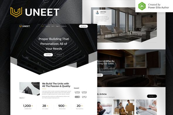 Uneet – Apartment and Single Property Real Estate Elementor Template Kit