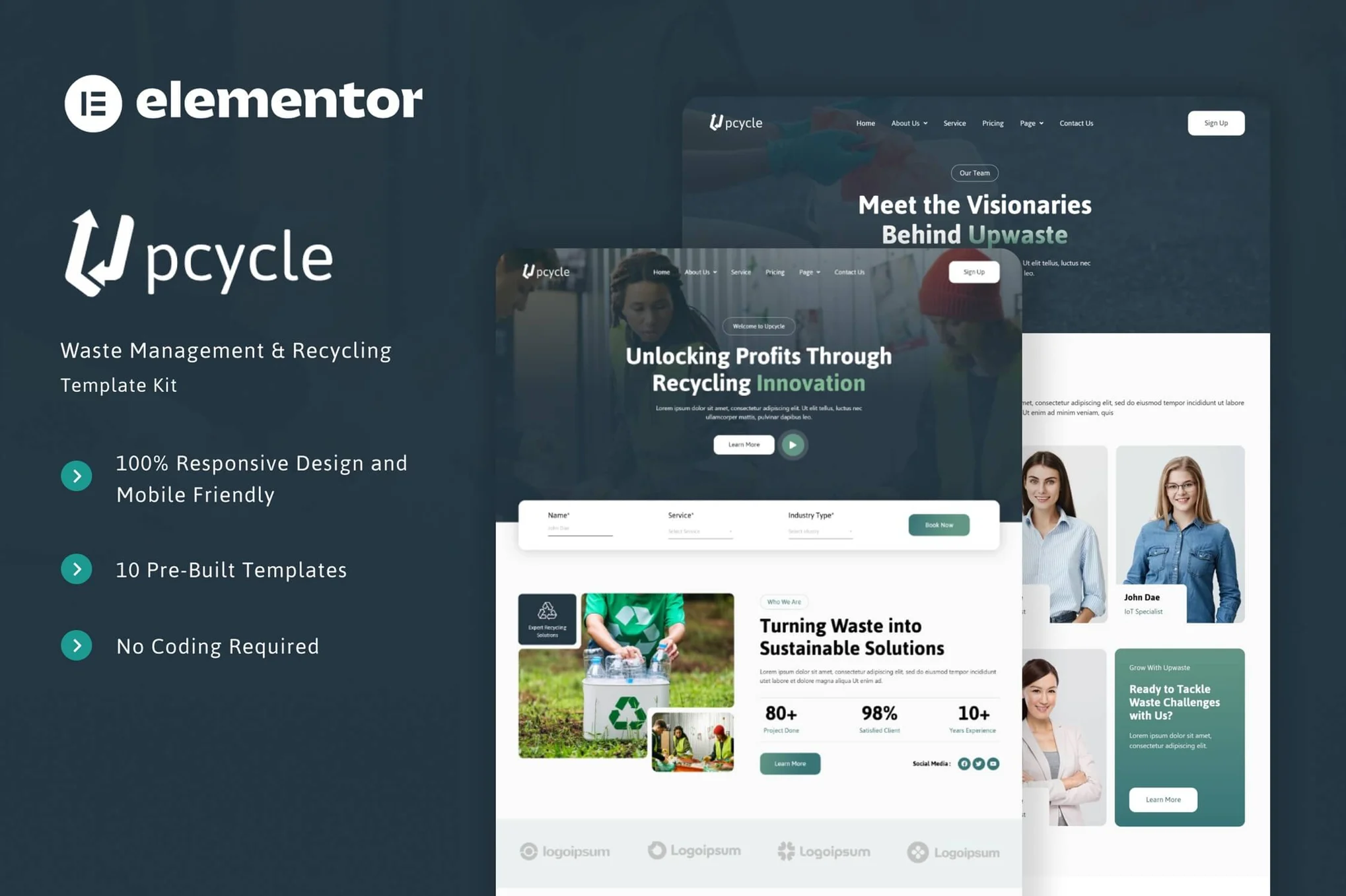 Upcycle – Waste Management and Recycling Elementor Template Kit