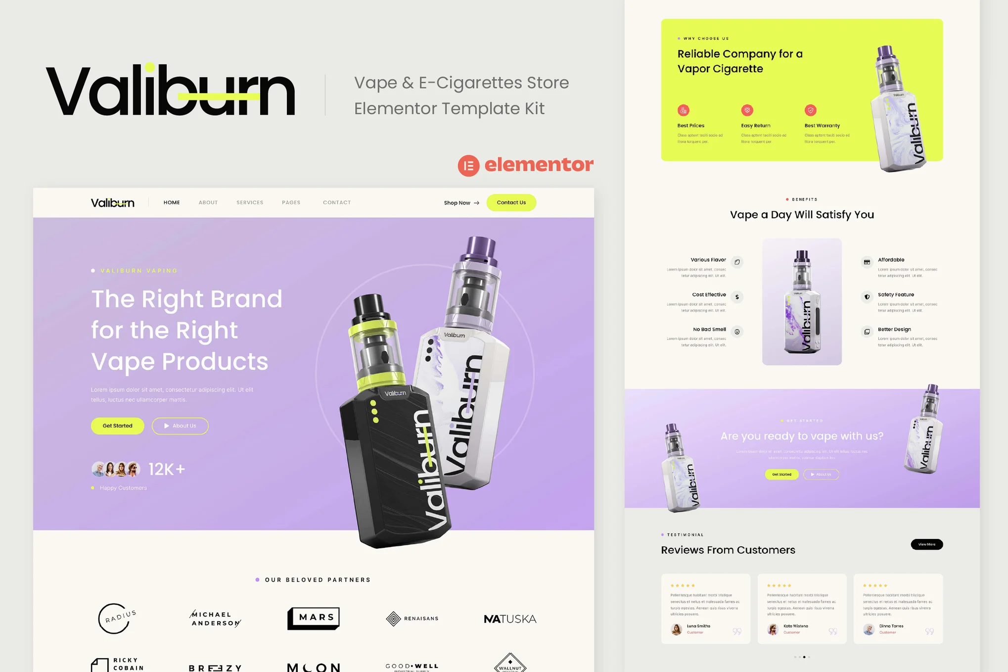 Valiburn – Vape and E-Cigarettes Store Elementor Template Kit