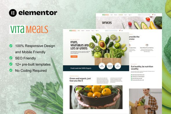 Vitameals – Fruits and Vegetables Store Elementor Template Kit