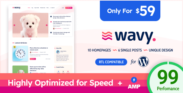 Wavy – Modern and Lightweight Blog for WordPress