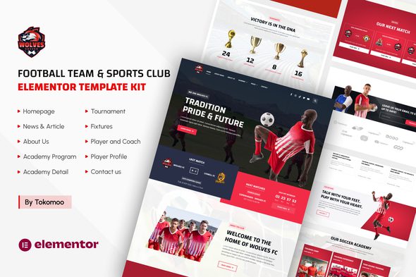 Wolves – Football Team and Sports Club Elementor Template Kit