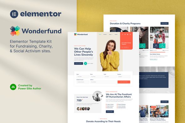 Wonderfund – Fundraising and Charity Elementor Template Kit
